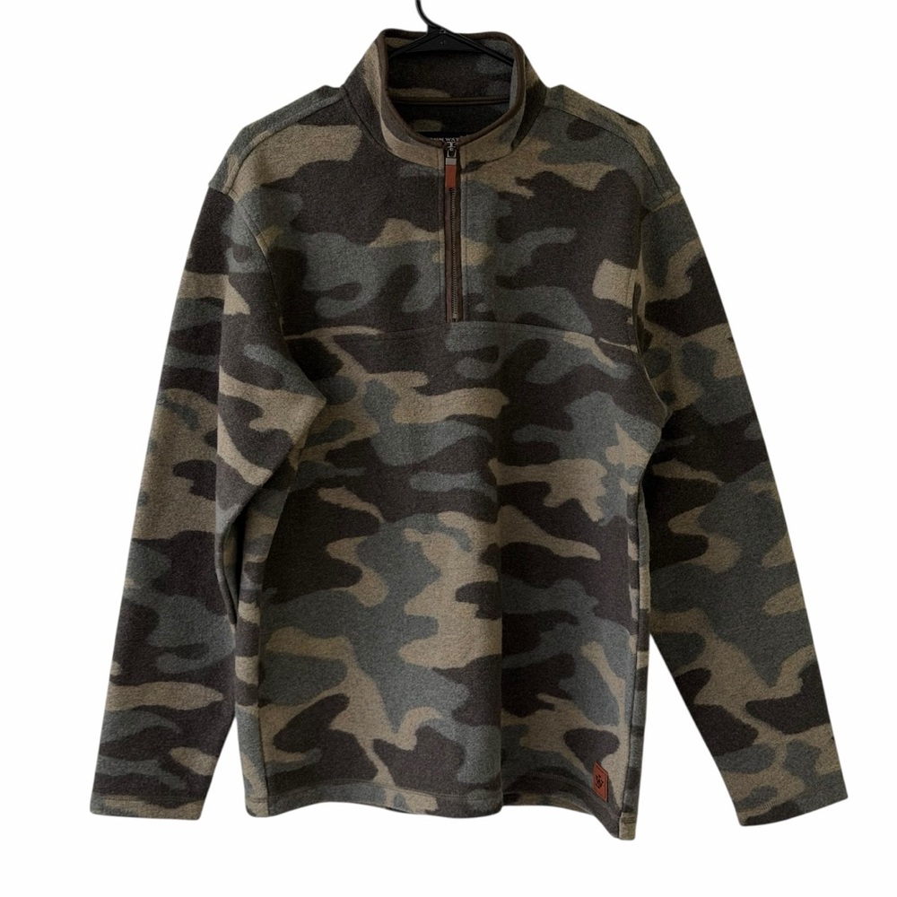 John Wayne Stock & Supply Camouflage Quarter Zip Fleece Jacket Size M‎